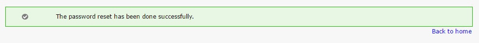 Password reset successful