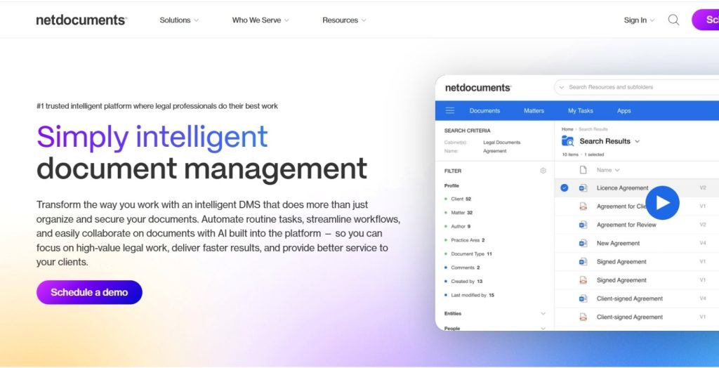 netdocuments interface
